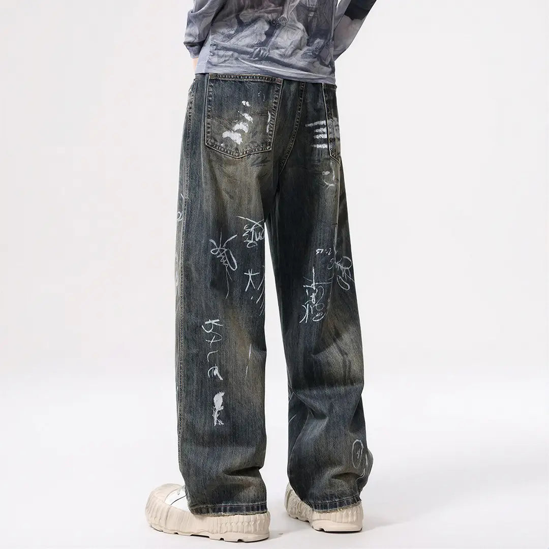 Frenzy Graffiti Wide Leg Jeans