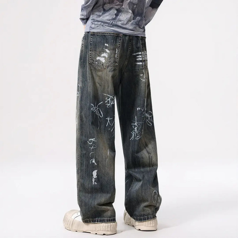 Frenzy Graffiti Wide Leg Jeans